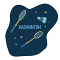 Badminton set with two rackets and a shuttlecock Royalty Free Stock Photo